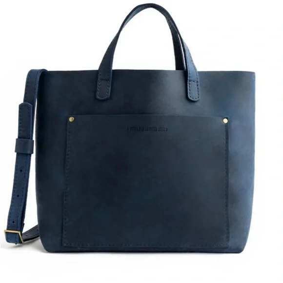 New! Portland Leather Goods Navy Medium Tote - Picture 4 of 8